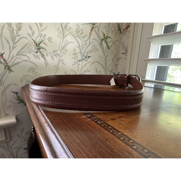 Perry Ellis Portfolio Men’s Size 34 / 85 Full Grain Cowhide Leather Brown Belt - Picture 2 of 7